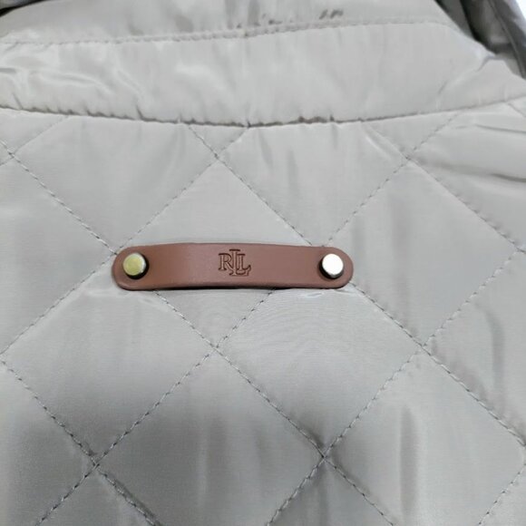 Lauren Ralph Lauren Womens Petite Large Snap Button Quilted Utility Jacket Beige - Picture 10 of 13